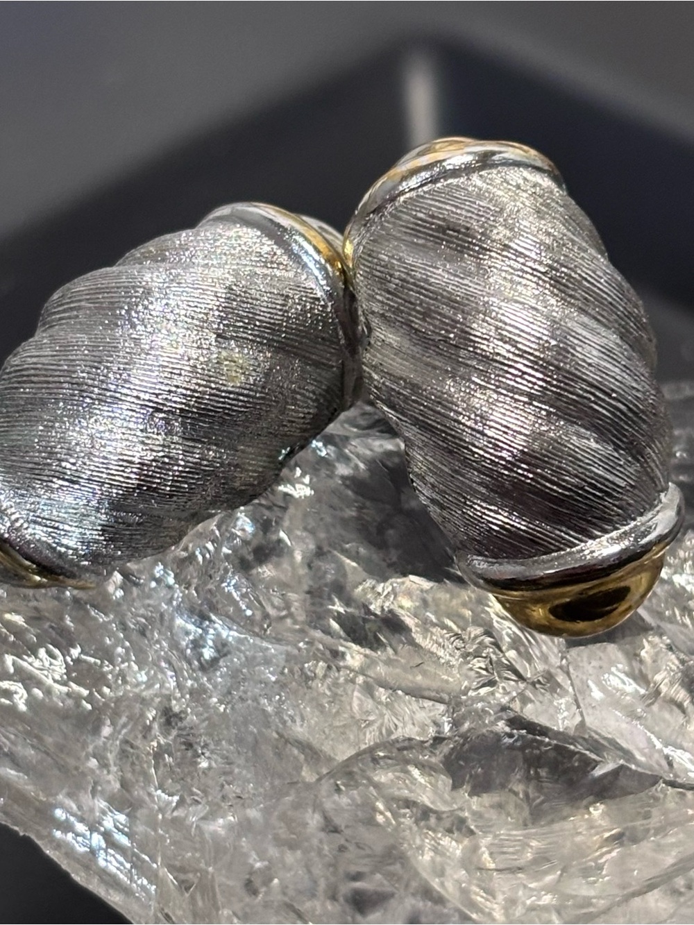 Stunning Vintage Dior Two-Tone Textured clip on earrings